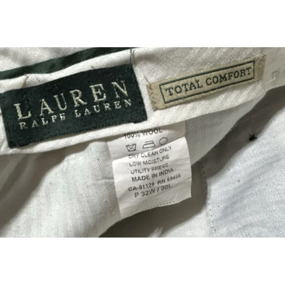 Lauren Ralph Lauren Total Comfort Black Pleated 100% Wool Dress Pants Mens 34X29 - Picture 8 of 10